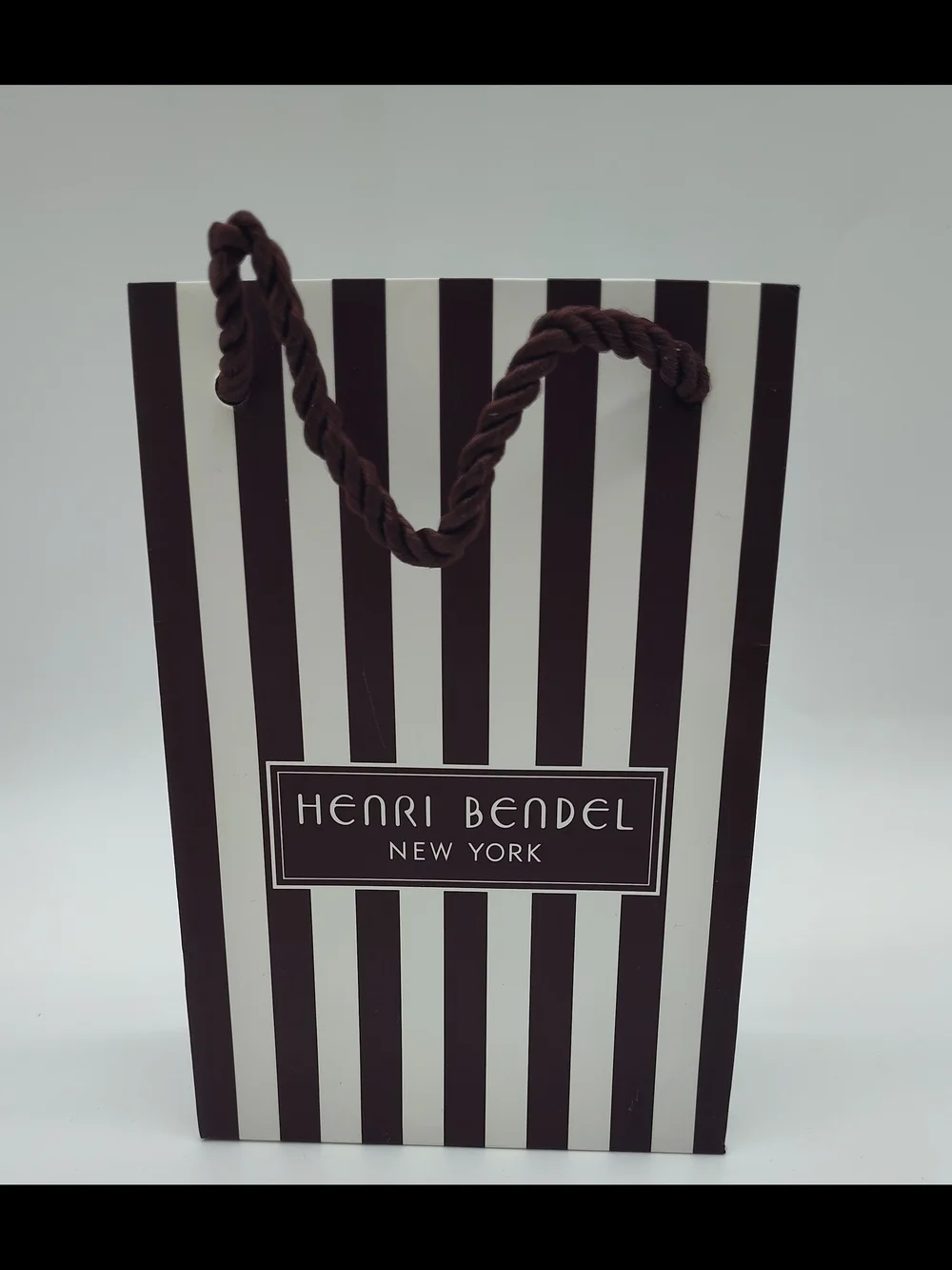 HENRI BENDEL New York Mini Shopping Bag Tissue Brown Stripe Gift Packaging EUC